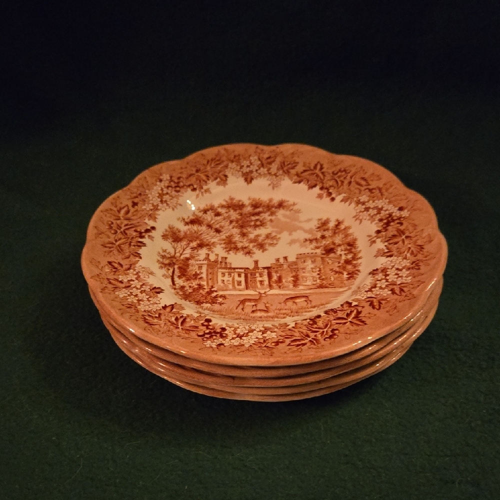 Classic Pink Scenic Dinner Plates.